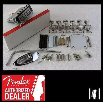 Комплект хромированной фурнитуры Fender American Deluxe Ultra Elite Stratocaster с тюнерами Strat 007-7092-049 007-7092-049 American Deluxe Stratocaster Bridge Assembly