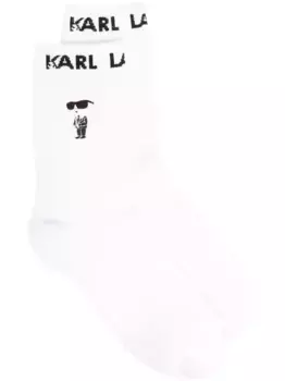 Комплект Ikon из трех пар носков вязки интарсия KARL LAGERFELD, белый
