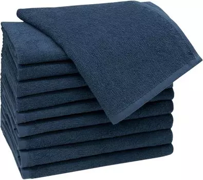 Комплект из 10 гостевых полотенец 30х50 см, 100% хлопок, темно-серый (антрацит) Zollner, синий