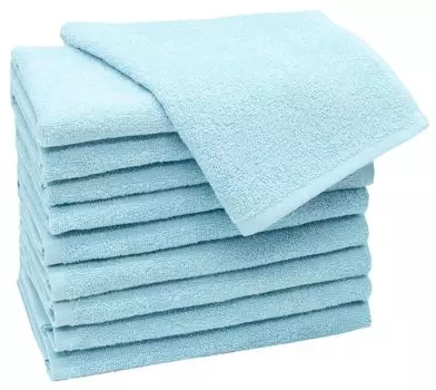 Комплект из 10 гостевых полотенец 30х50 см, 100% хлопок, светло-серый. Zollner, светло-синий