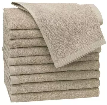 Комплект из 10 гостевых полотенец, хлопок, 30х50 см, бежевый. Zollner