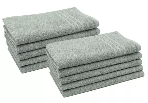 Комплект из 10 гостевых полотенец, хлопок, 30х50 см, черный Zollner, серый