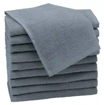 Комплект из 10 гостевых полотенец, хлопок, 30х50 см, 420 г/кв.м, синий Zollner, серый