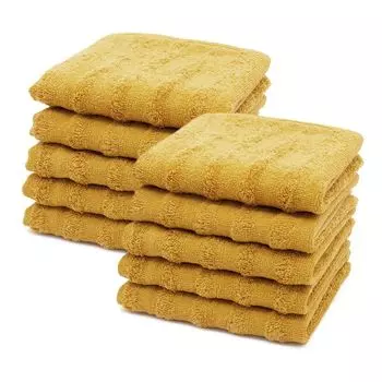 Комплект из 10 гостевых полотенец, полотенец для душа, банных полотенец, махровая ткань, 100% хлопок, цвет: антрацит/серый, размер: полотенца для рук 50 х 100 см. Zollner, желтый