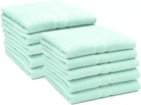 Комплект из 10 полотенец, 50х100 см, 100% хлопок, светло-голубой. Zollner, светло-синий