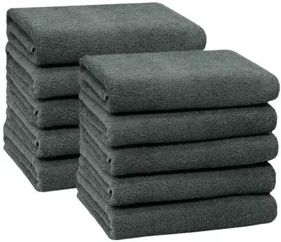 Комплект из 12 гостевых полотенец размером 30х50см, качественная махра, 100% хлопок, 500г/кв.м., однотонный, песочного цвета. Zollner, темно-серый