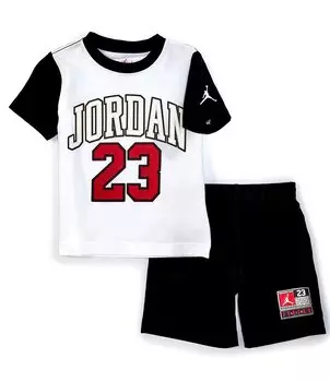 Комплект из 23 футболок и шорт с короткими рукавами Jordan Little Boys 2T-7, белый