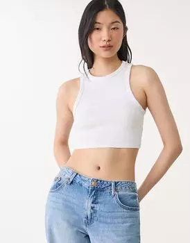 Комплект из 2 базовых топов Stradivarius в рубчик, цвет «камень»