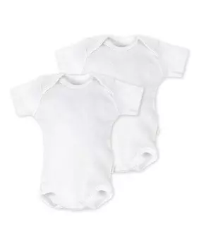 Комплект из 2 белых детских боди из хлопка с короткими рукавами Cambrass, белый