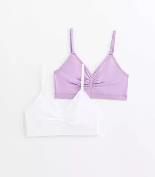 Комплект из 2 бесшовных бюстгальтеров со сборками спереди New Look, сиреневый