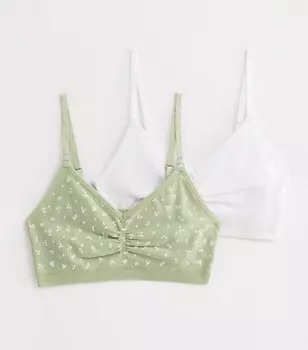 Комплект из 2 бесшовных бюстгальтеров со сборками спереди New Look, зеленый