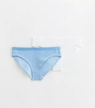 Комплект из 2 бесшовных трусов в полоску для девочек New Look, синий