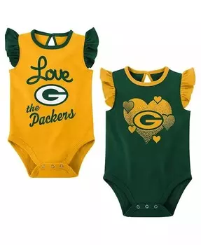 Комплект из 2 боди для девочек Green, Gold Green Bay Packers Spread the Love Outerstuff, зеленый