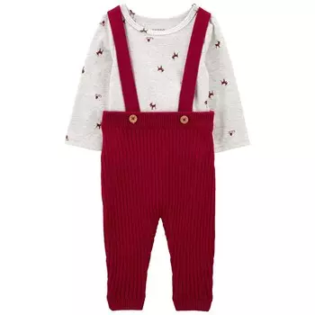 Комплект из 2 боди с изображением оленя и брюк на подтяжках для мальчика Carter's для мальчика, мультиколор