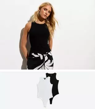 Комплект из 2 боди-жилетов с высоким воротником New Look, черный