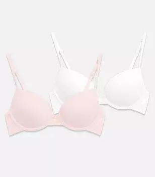 Комплект из 2 бюстгальтеров-футболок для девочек белого и розового цвета New Look, бледно-розовый