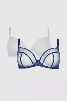 Комплект из 2 бюстгальтеров с глубоким вырезом без подушечек Dd+ Debenhams, синий