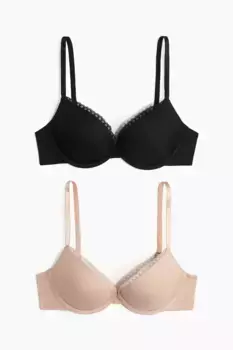 Комплект из 2 бюстгальтеров суперпуш-ап из микрофибры H&M, черный