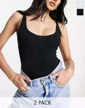 Комплект из 2 черно-белых боди Miss Selfridge
