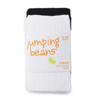Комплект из 2 черно-белых теплых колготок Jumping Beans для малышей и девочек (2 года), цвет Black White
