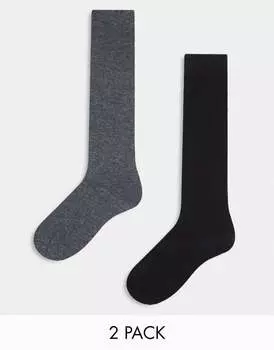 Комплект из 2 черных и серых носков ASOS DESIGN