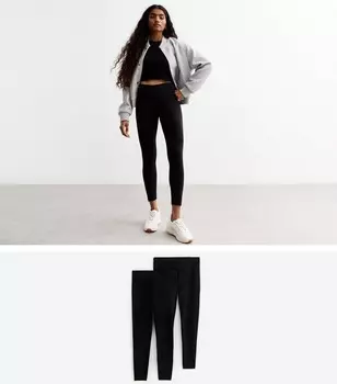 Комплект из 2 черных леггинсов Petite New Look, черный