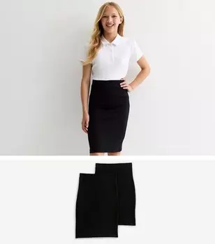 Комплект из 2 черных школьных юбок-труб для девочек New Look, черный