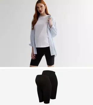 Комплект из 2 черных велосипедок из джерси для беременных New Look, черный