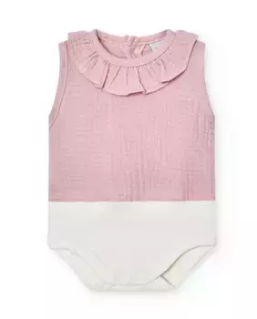 Комплект из 2 детских боди без рукавов с оборками и вырезом Bambula BABID, розовый