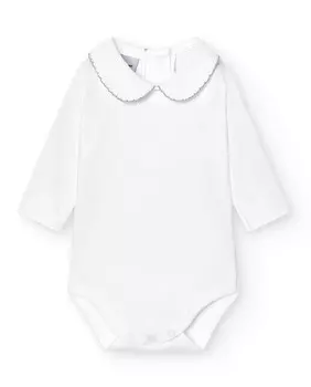 Комплект из 2 детских боди из пике с воротником-поло Babid, серый