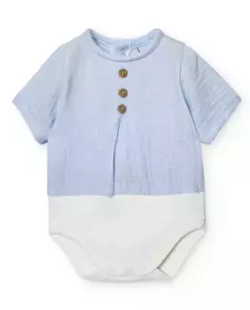 Комплект из 2 детских боди с короткими рукавами и планкой на пуговицах BABID, синий