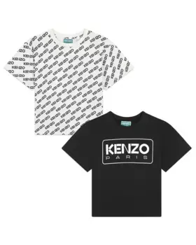 Комплект из 2 детских футболок с короткими рукавами из 100 % хлопка Kenzo Kids, мультиколор