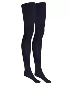 Комплект из 2 детских колготок в рубчик из хлопка Punto Blanco, темно-синий