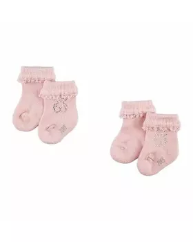 Комплект из 2 детских носков с кружевом и стразами Tous, розовый