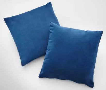 Комплект из 2 диванных подушек с наполнителем «Милан» ВxШ 45х45 см, синие декоративные подушки с удобным бархатным чехлом и застежкой-молнией с наполнителем, очень мягкая диванная подушка, 203572-2 Astek