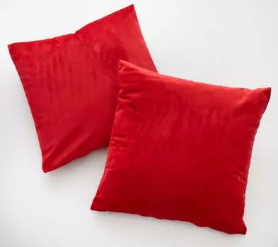 Комплект из 2 диванных подушек с наполнителем «Милан» ВxШ 45x45 см, красные декоративные подушки с удобным бархатным чехлом и застежкой-молнией с наполнителем, очень мягкая диванная подушка, 203572-2 Astek