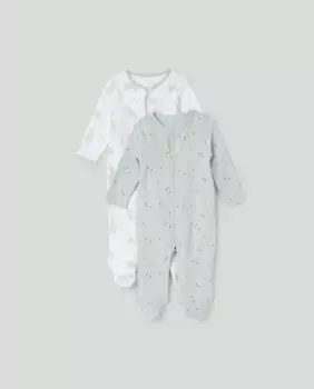 Комплект из 2 длинных комбинезонов для мальчика Cotton Juice, зеленый