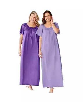 Комплект из 2 длинных шелковистых платьев только для больших размеров Only Neccessities, фиолетовый