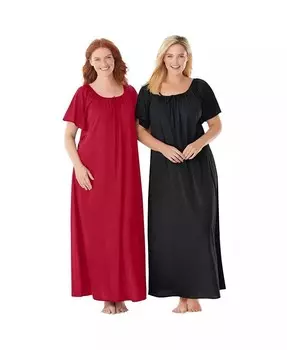 Комплект из 2 длинных шелковистых платьев только для больших размеров Only Neccessities, черный