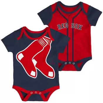 Комплект из 2 двойных боди для младенцев, темно-синий/красный Boston Red Sox Outerstuff