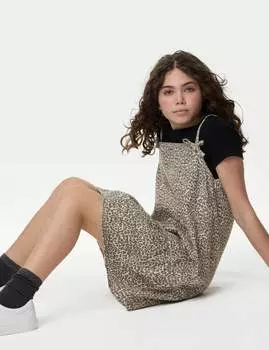 Комплект из 2 джинсовых платьев с леопардовым принтом Marks & Spencer, цвет Neutral