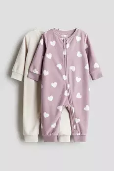 Комплект из 2 флисовых пижам на молнии H&M, фиолетовый