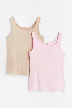 Комплект из 2 футболок H&amp;M, светло-розовый/светло-бежевый