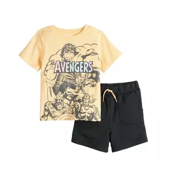 Комплект из 2 футболок и шорт Marvel Avengers для малышей и мальчиков Licensed Character, цвет Sunburst