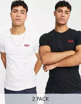 Комплект из 2 футболок Levi's черного/белого цвета с логотипом baby boxtab