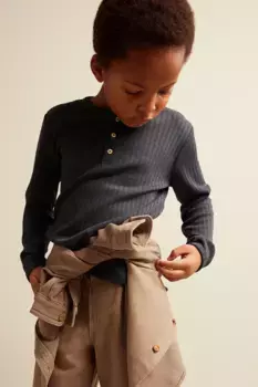 Комплект из 2 футболок на пуговицах в рубчик H&M, белый