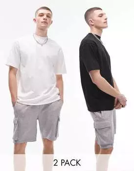 Комплект из 2 футболок оверсайз белого и черного цветов Topman