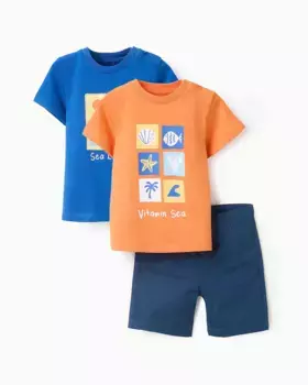 Комплект из 2 футболок с бермудскими шортами Zippy, синий