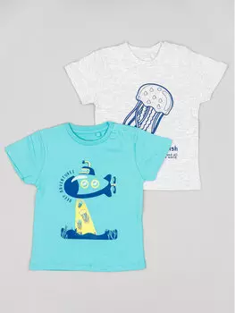 Комплект из 2 футболок стандартного кроя Zippy, мультиколор