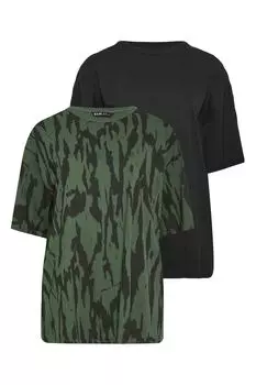 Комплект из 2 футболок свободного кроя Yours, зеленый